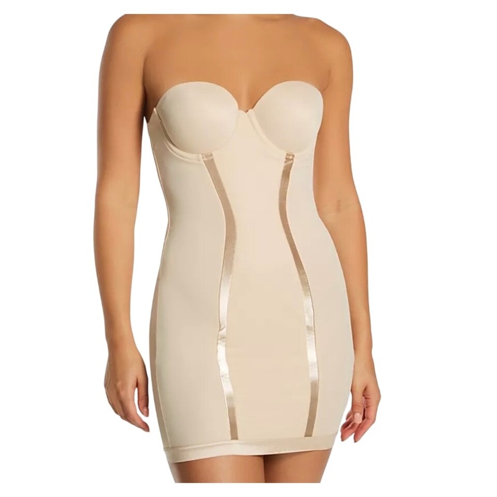 Maidenform Firm Foundations Strapless Body Shaper Slip Beige 36D 2304/FL2304